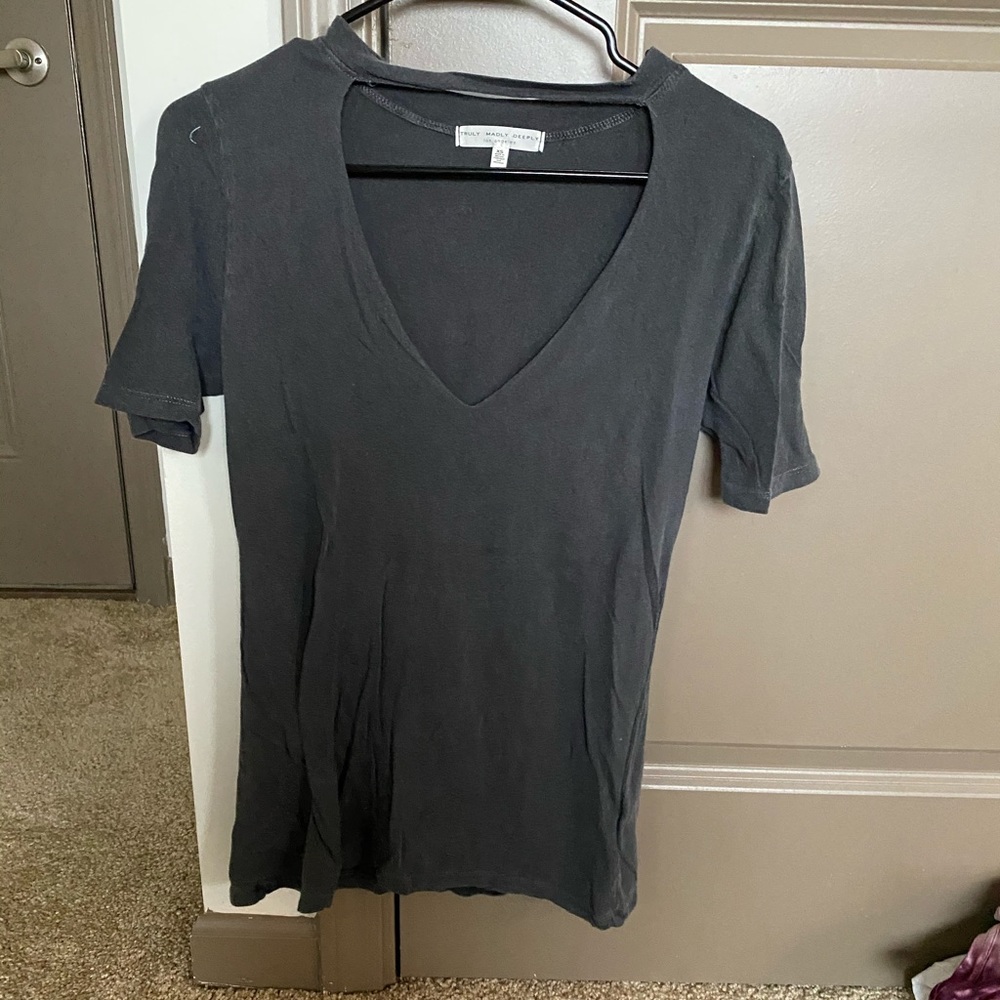 Grey v neck shirt